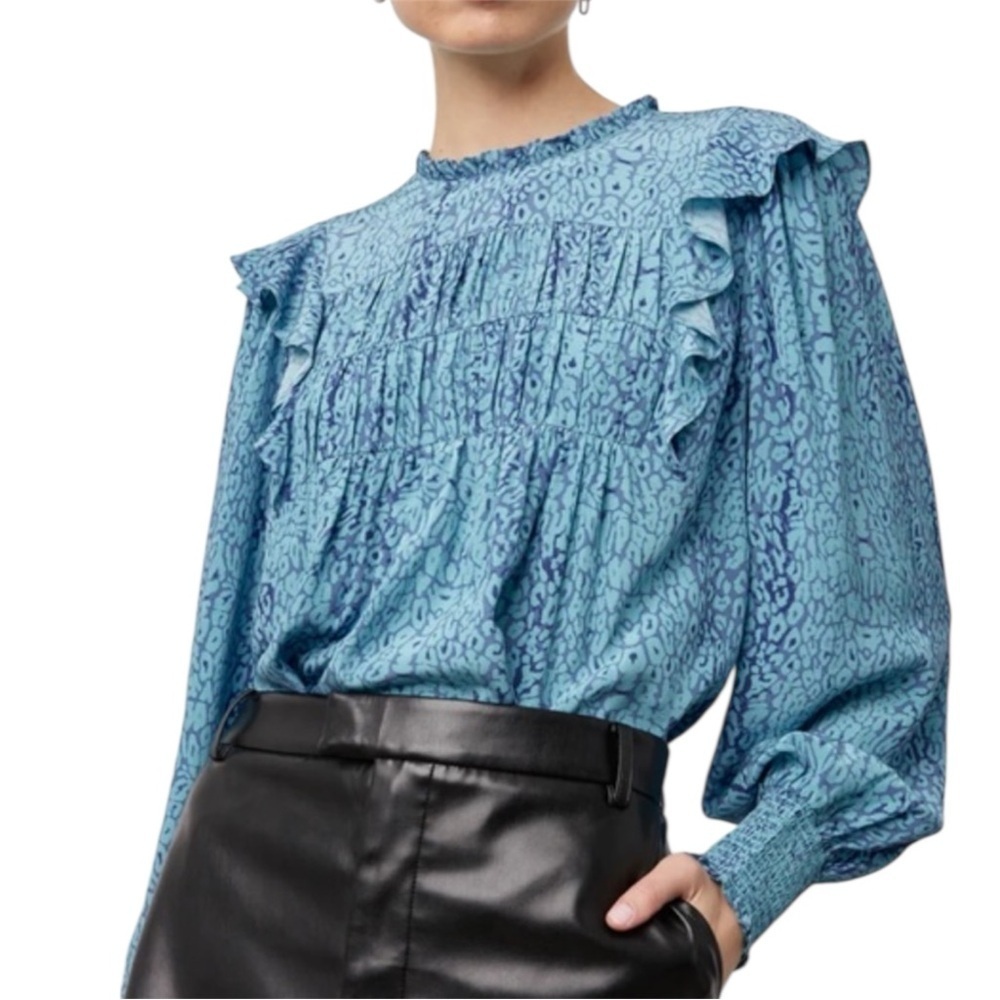 Rails Flora Jewel Cheetah Long Sleeve Blouse Size XS